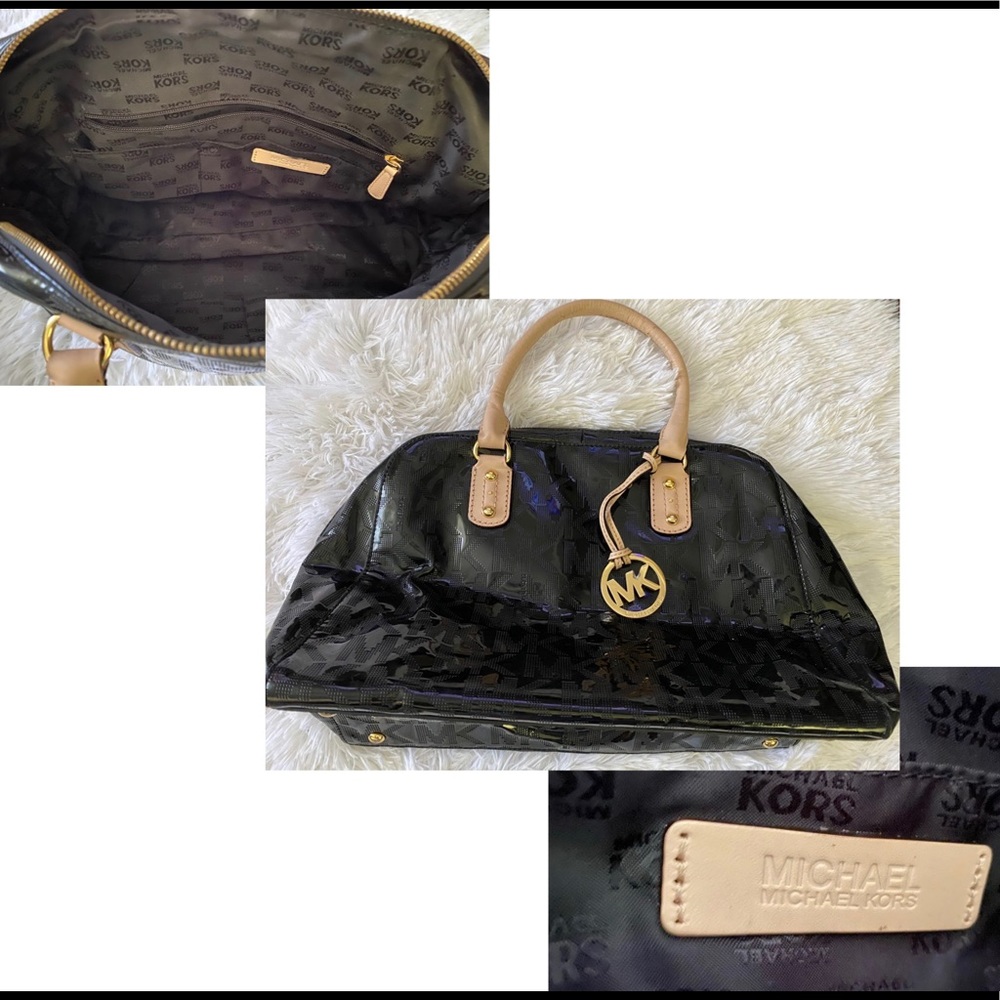Black Michael Kors purse with Gold accents.